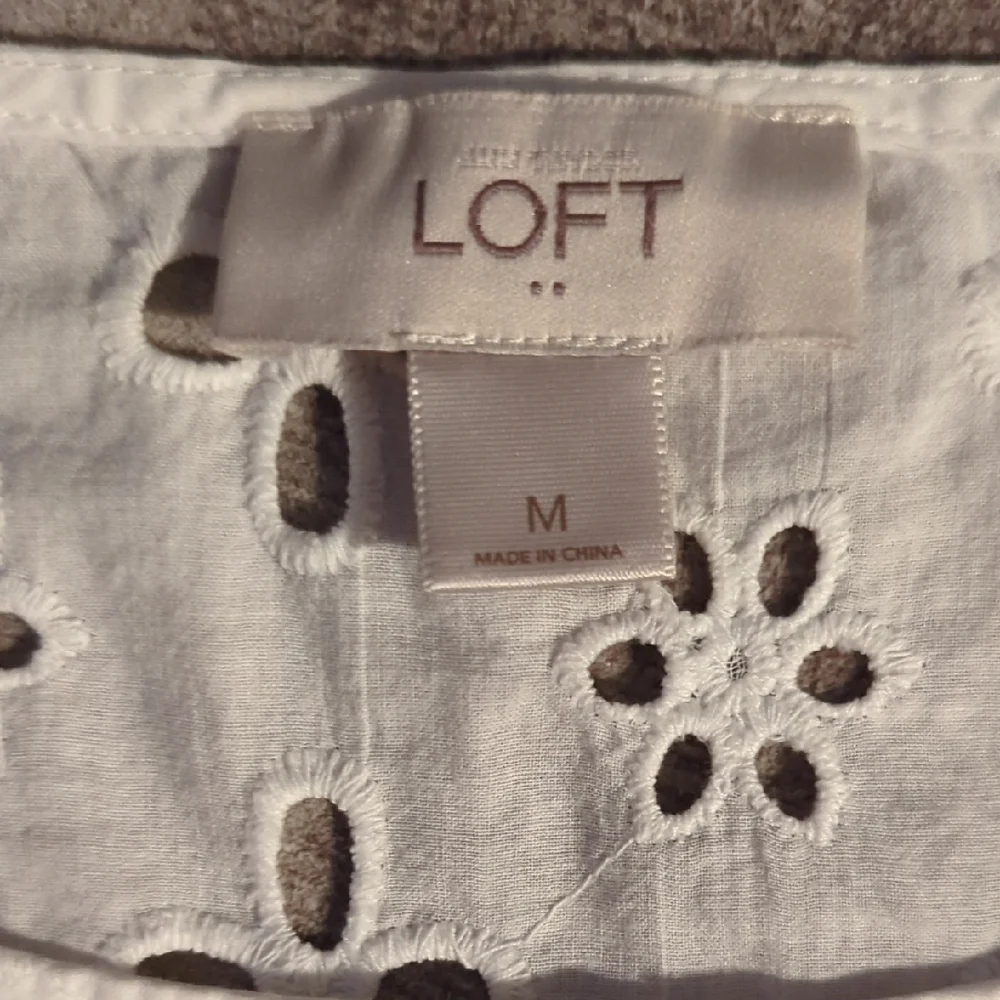 LOFT White Eyelet Floral Blouse - Picture 2 of 4